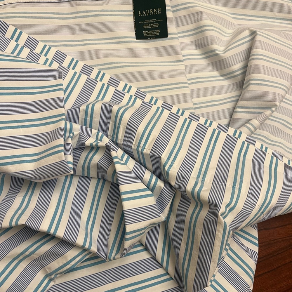 LRL Striped Blue and White Full size Bedding Set - Picture 14 of 16